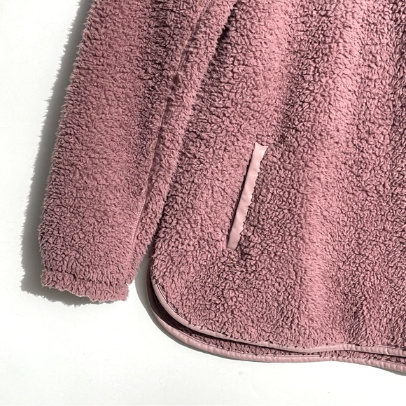 ABERCROMBIE & FITCH Women’s Soft A&F Deep Pile 1/4 Zip Pull Over Sherpa Large - Picture 2 of 4